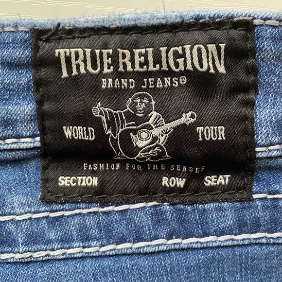 True Religion Jennie Curvy Big T Mid Rise Capri Flap Blue Jeans Size 30 - Picture 6 of 15